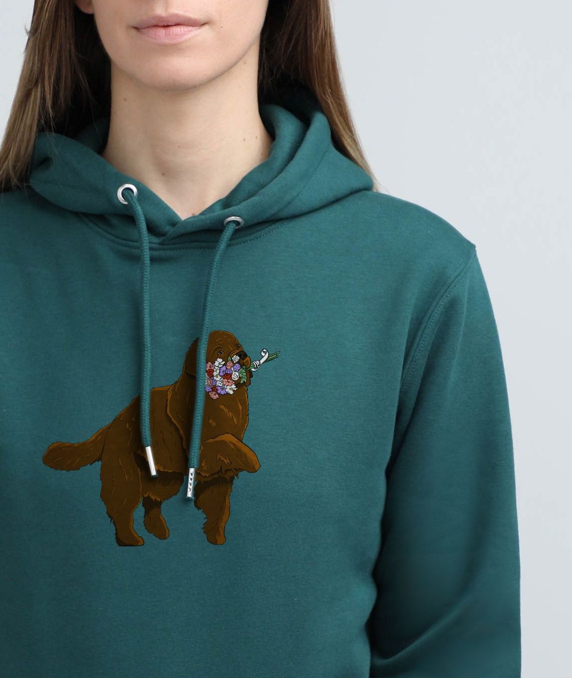 Giant dog with flowers | Hoodie with dog. Regular fit | Unisex - premium dog goods handmade in Europe by My Wild Other