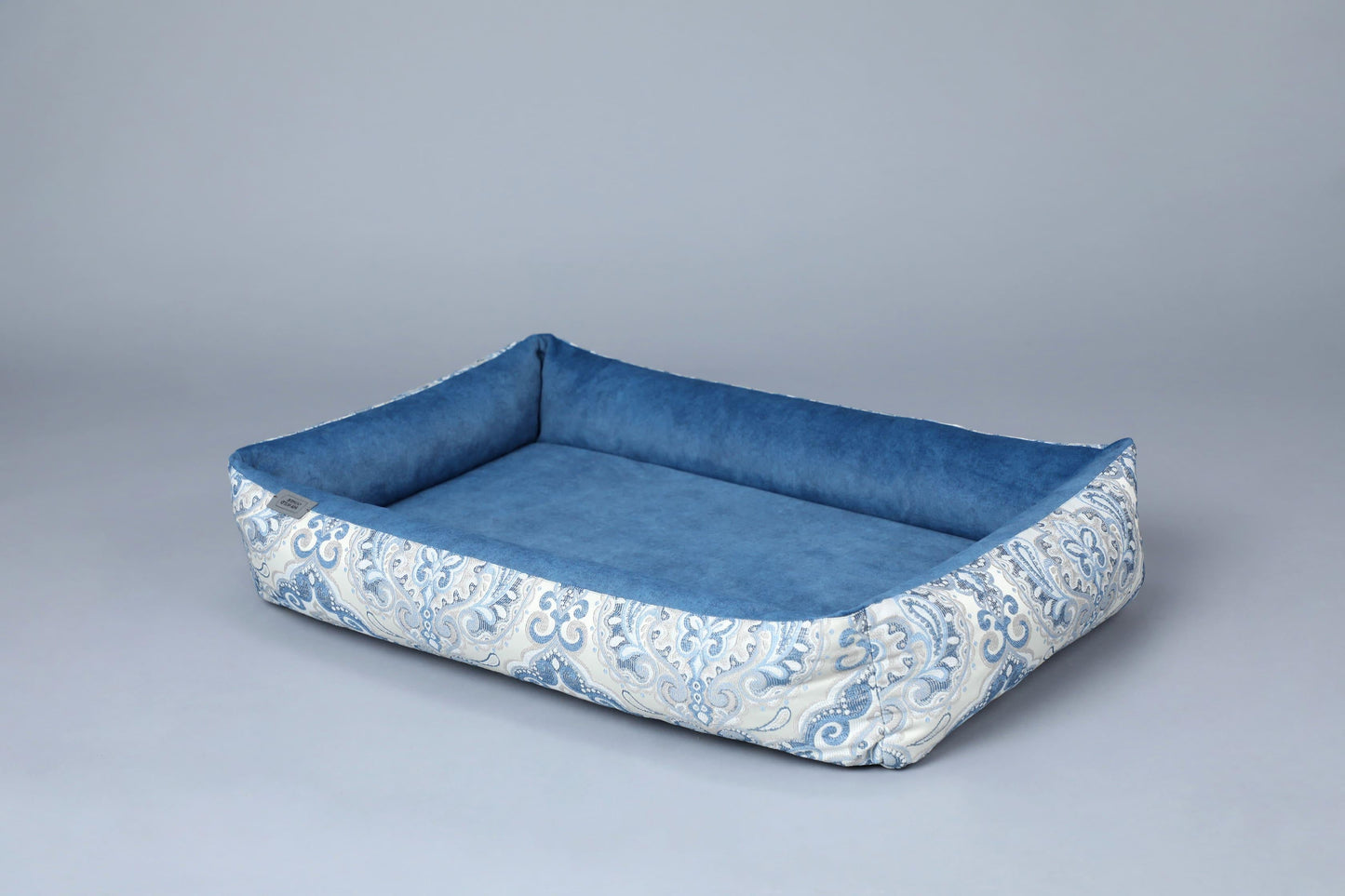 2-sided bohemian style dog bed. SAPPHIRE BLUE - premium dog goods handmade in Europe by animalistus