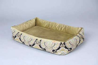 -25% | L available only | 2-sided bohemian style dog bed. DARK KHAKI - premium dog goods handmade in Europe by My Wild Other