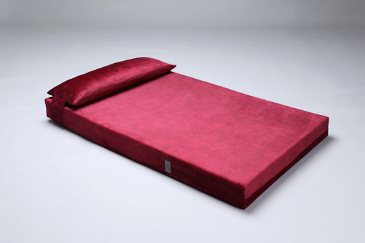 2-sided extra large & supportive dog bed. RUBY RED - premium dog goods handmade in Europe by My Wild Other
