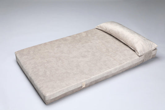 2-sided extra large & supportive dog bed. BEIGE - premium dog goods handmade in Europe by My Wild Other