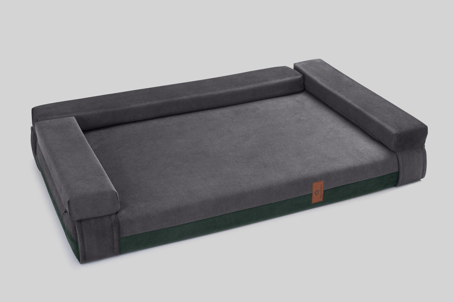 Transformer dog bed | ComfySupport+ | 2-sided | MOSS GREEN+STEEL GREY | animalistus
