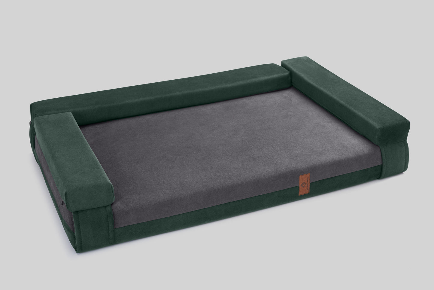 Transformer dog bed | ComfySupport+ | 2-sided | MOSS GREEN+STEEL GREY | animalistus
