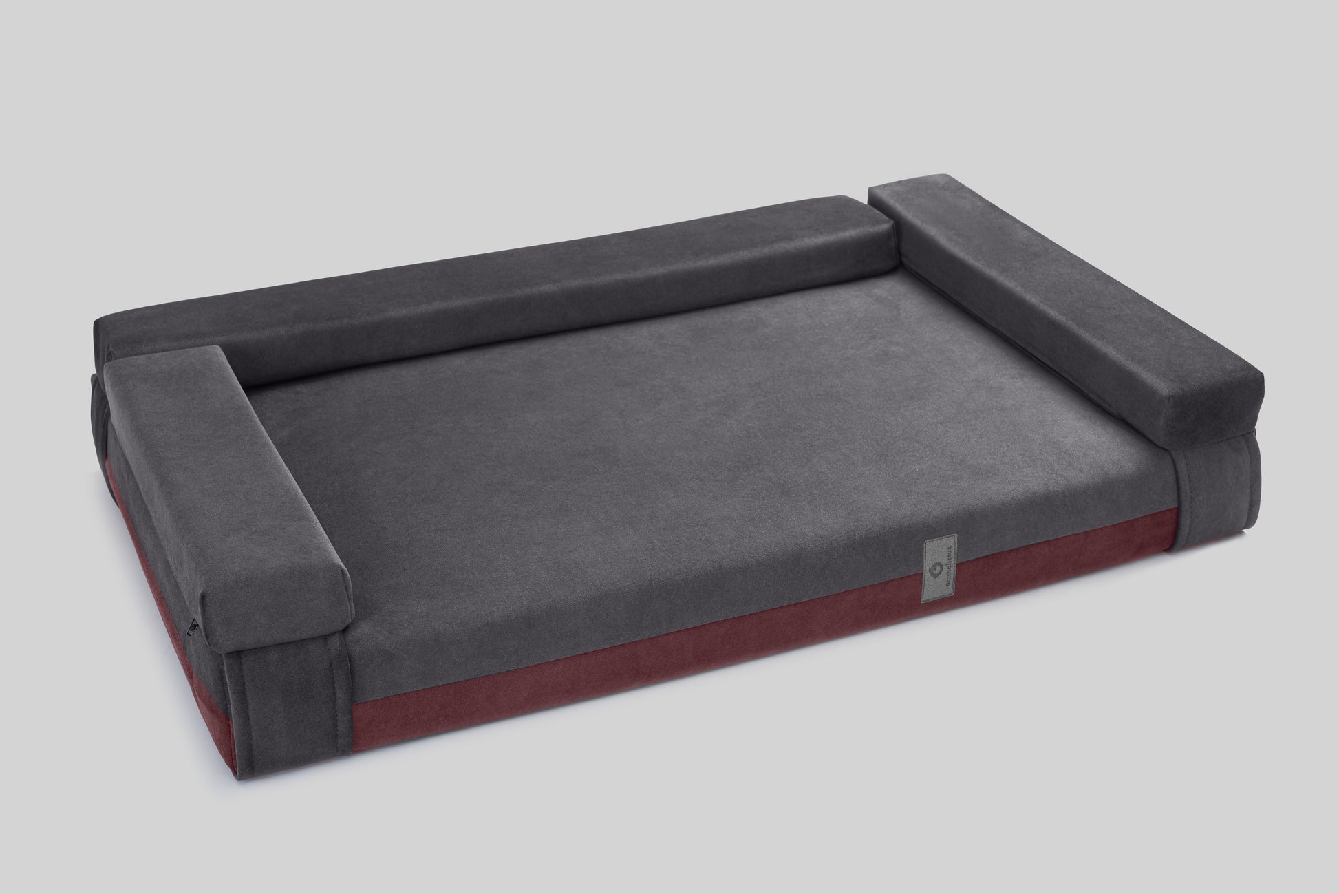 Transformer dog bed | ComfySupport+ | 2-sided | WINE RED+STEEL GREY | animalistus