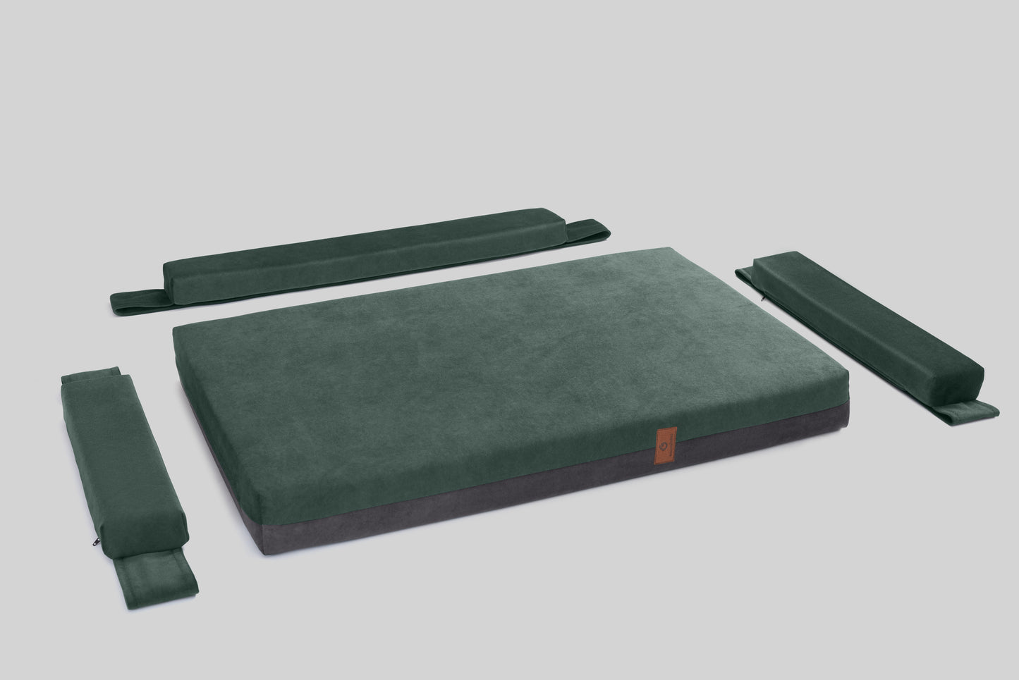 Transformer dog bed | ComfySupport+ | 2-sided | MOSS GREEN+STEEL GREY | animalistus