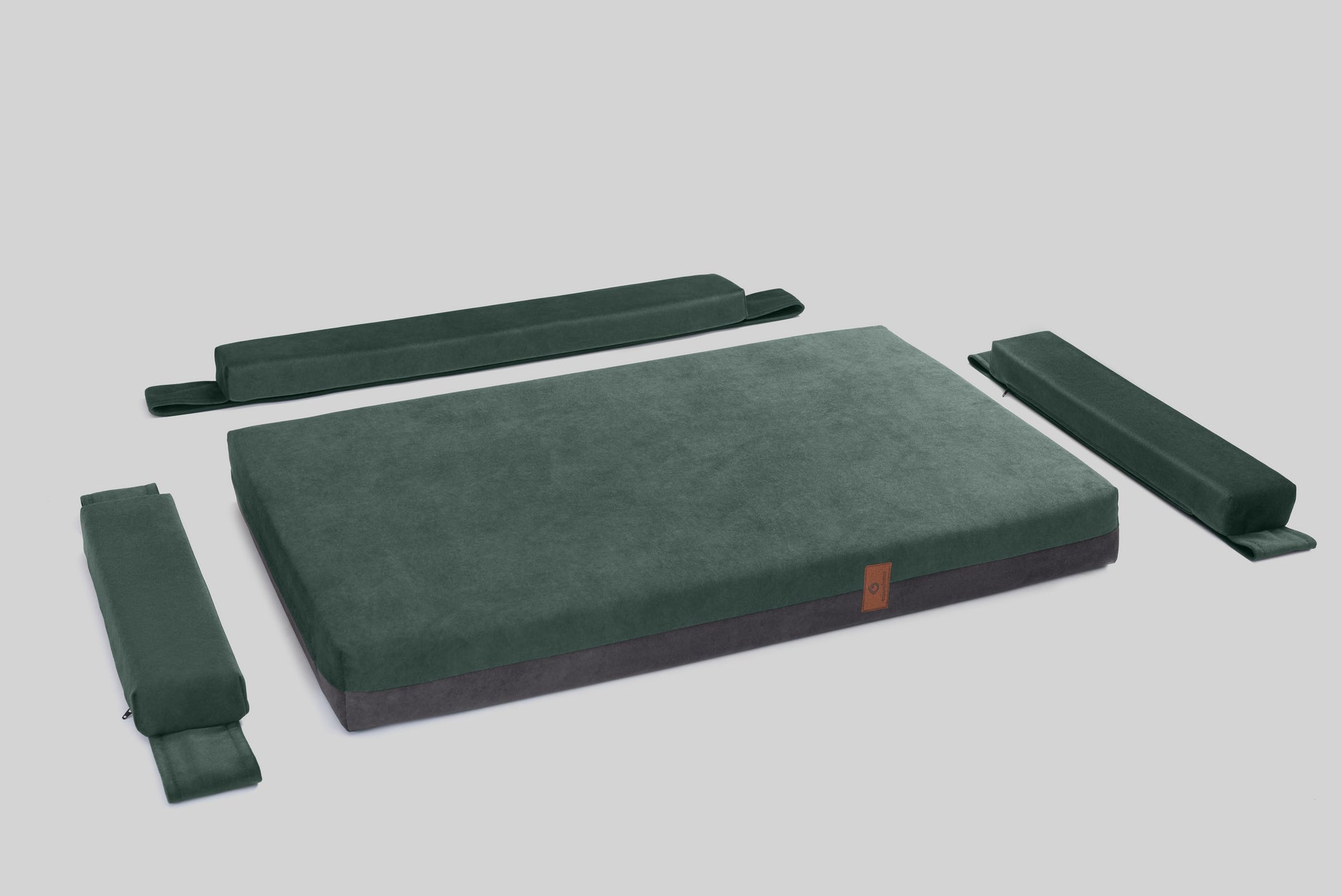 Transformer dog bed | ComfySupport+ | 2-sided | MOSS GREEN+STEEL GREY | animalistus