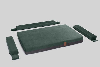 Transformer dog bed | ComfySupport+ | 2-sided | MOSS GREEN+STEEL GREY | animalistus
