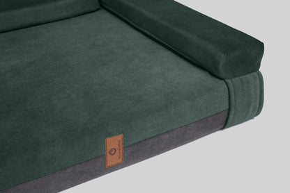 Transformer dog bed | ComfySupport+ | 2-sided | MOSS GREEN+STEEL GREY | animalistus