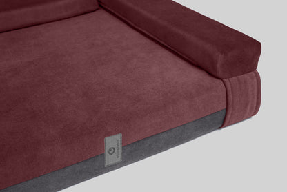 Transformer dog bed | ComfySupport+ | 2-sided | WINE RED+STEEL GREY | animalistus