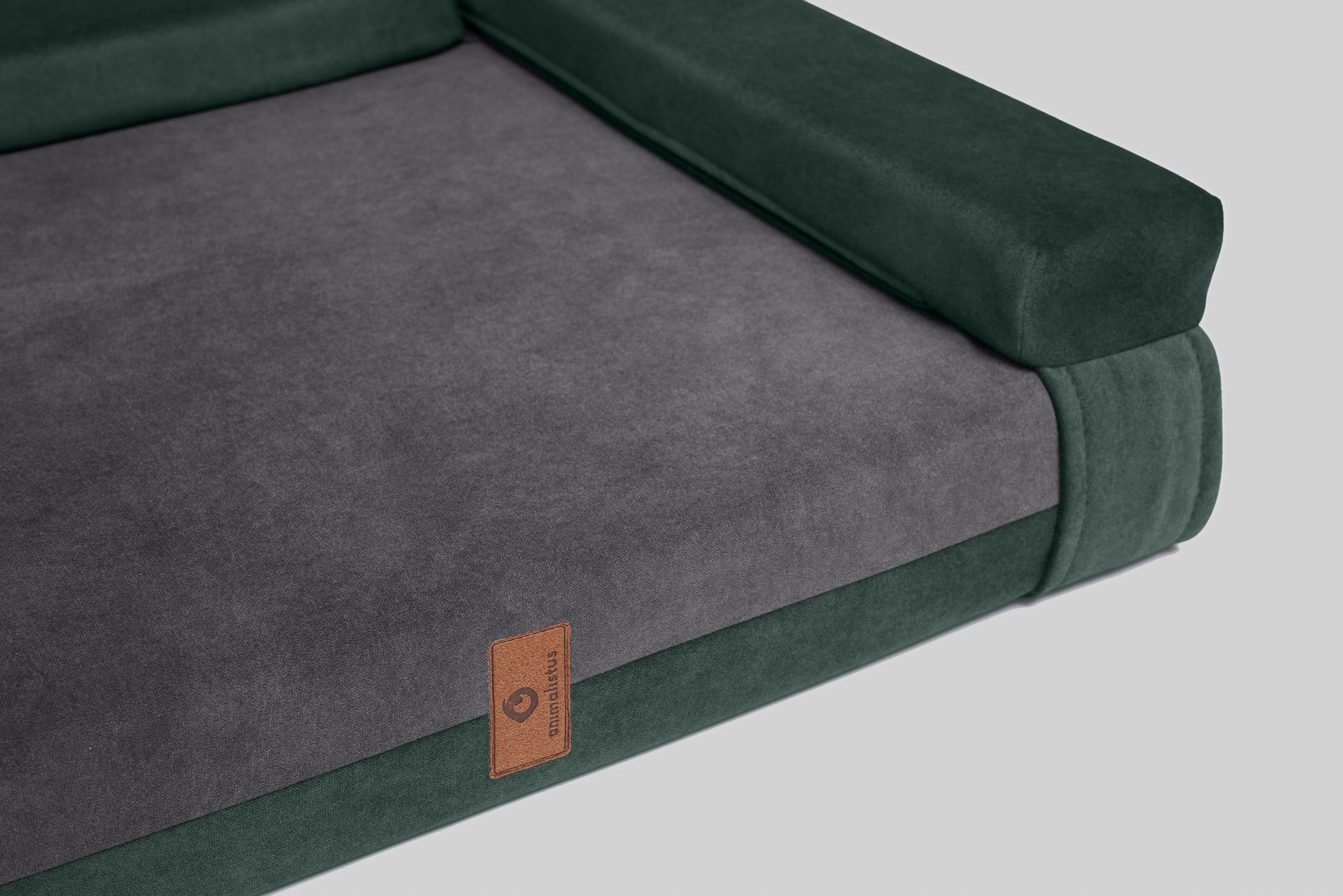 Transformer dog bed | ComfySupport+ | 2-sided | MOSS GREEN+STEEL GREY | animalistus