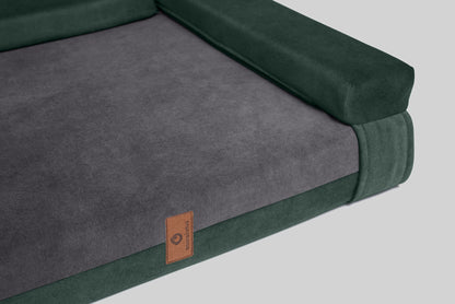 Transformer dog bed | ComfySupport+ | 2-sided | MOSS GREEN+STEEL GREY | animalistus