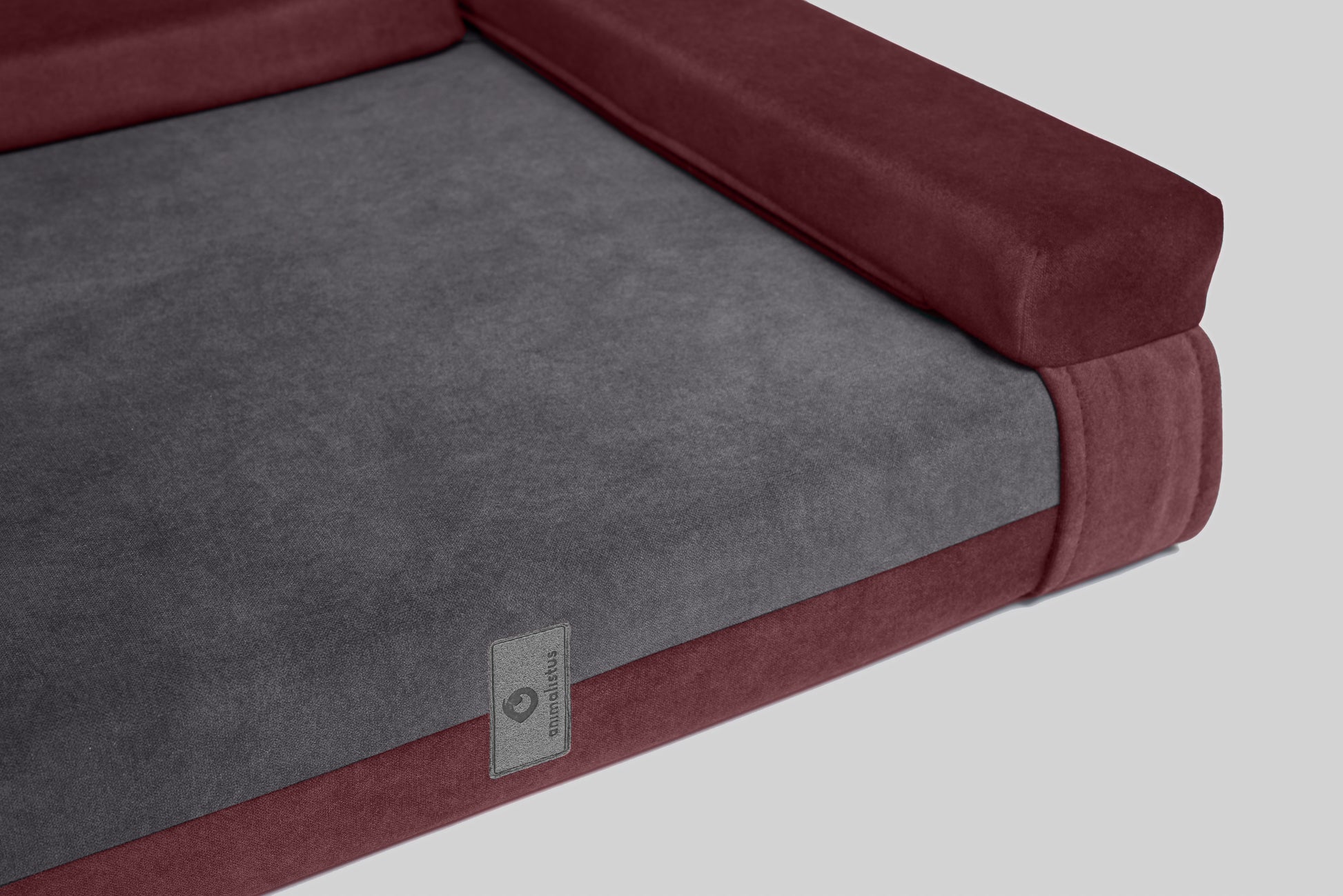 Transformer dog bed | ComfySupport+ | 2-sided | WINE RED+STEEL GREY | animalistus