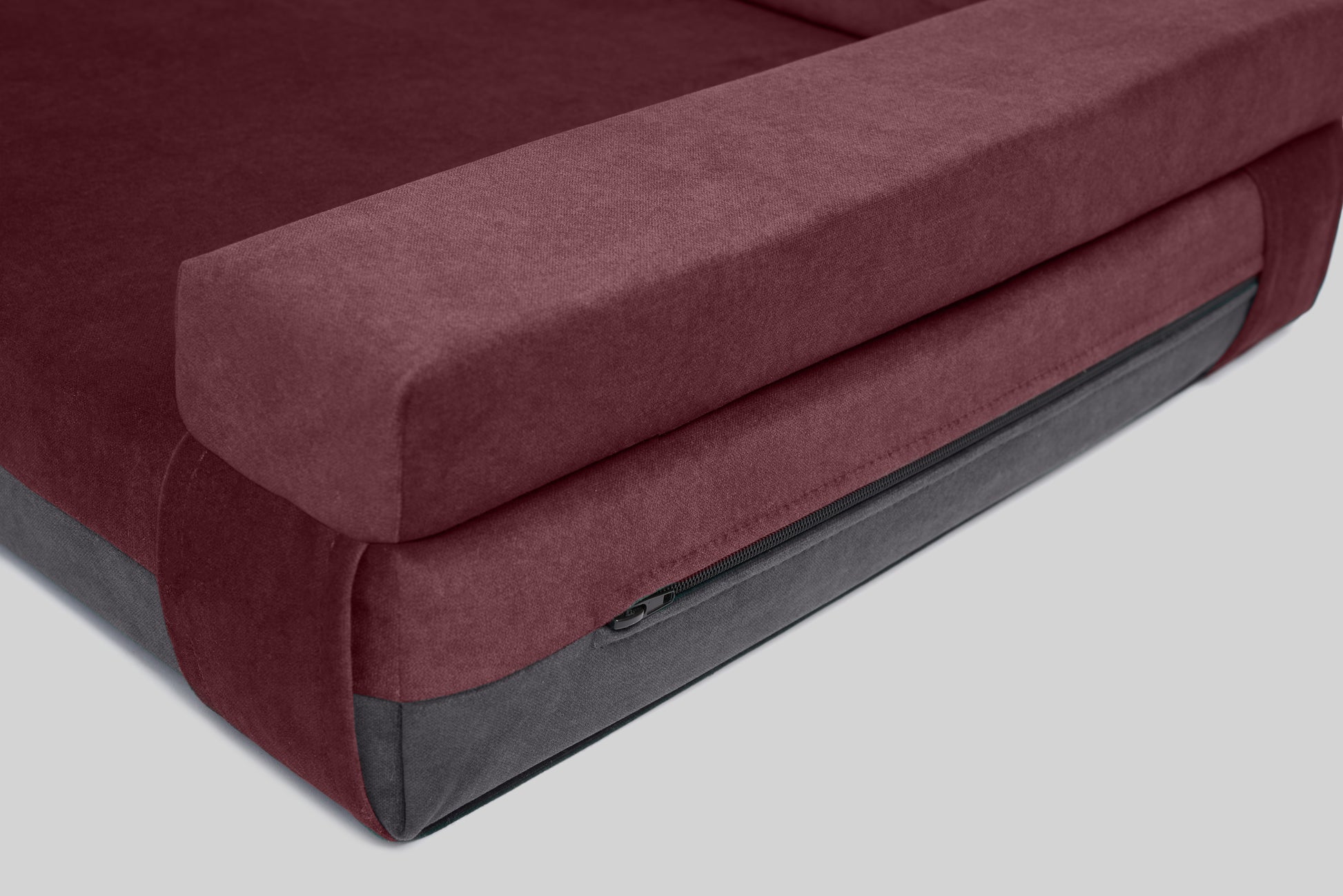 Transformer dog bed | ComfySupport+ | 2-sided | WINE RED+STEEL GREY | animalistus