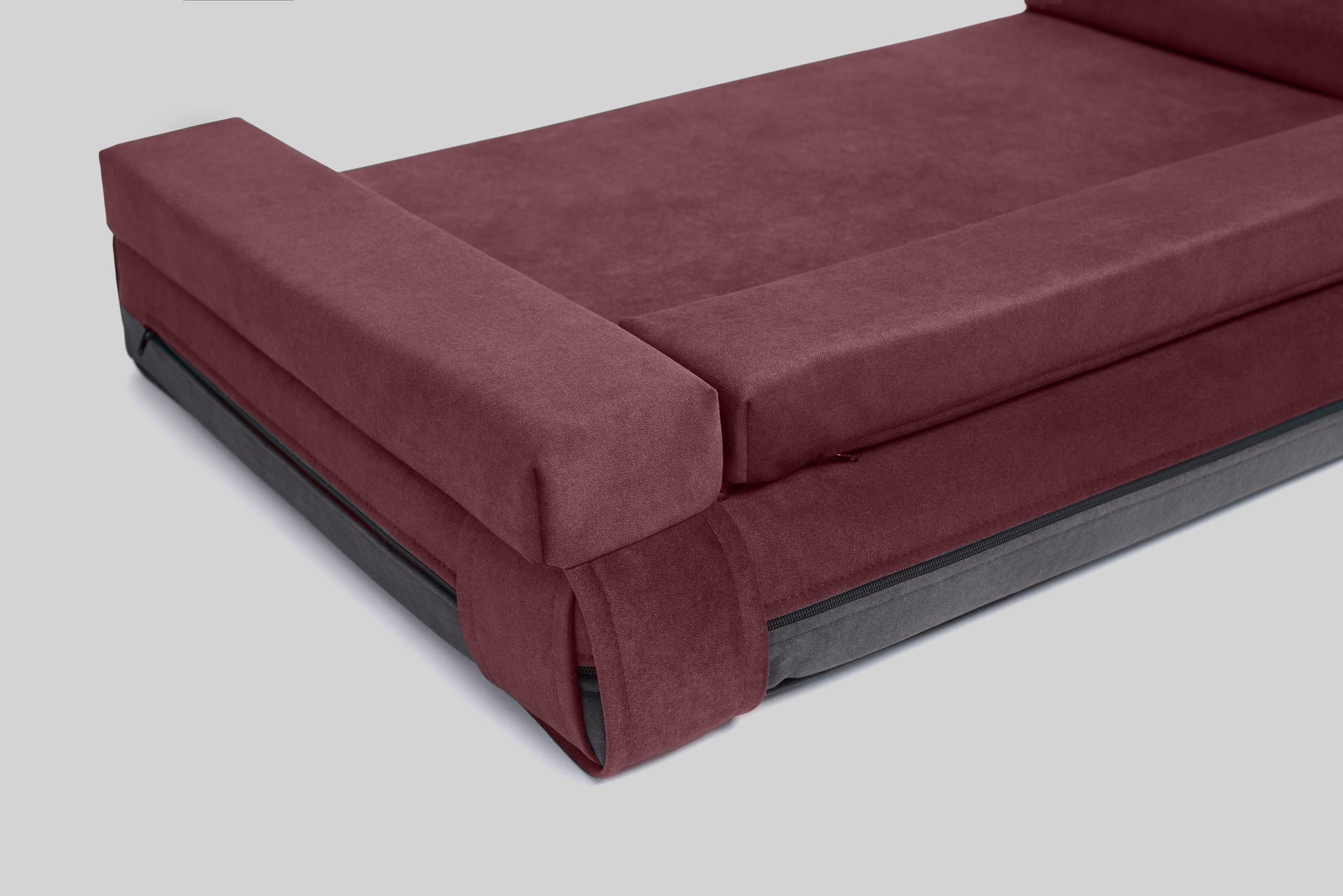 Transformer dog bed | ComfySupport+ | 2-sided | WINE RED+STEEL GREY | animalistus