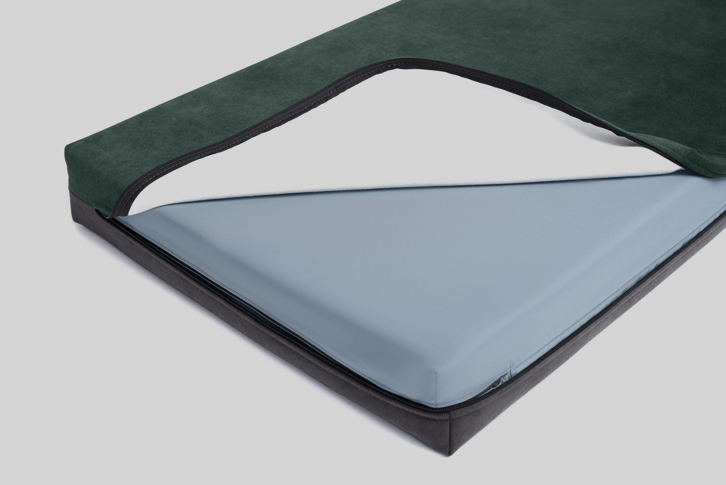 Transformer dog bed | ComfySupport+ | 2-sided | MOSS GREEN+STEEL GREY | animalistus