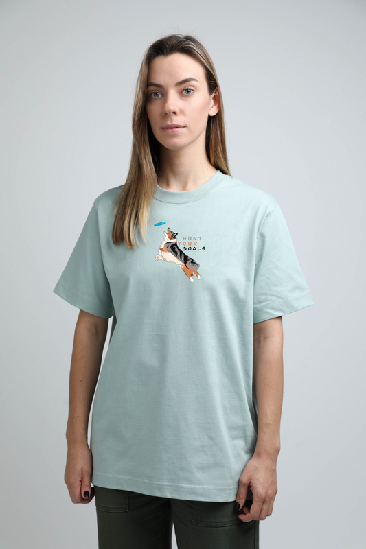 Hunt your goals | Heavyweight T-Shirt with dog. Oversized | Unisex - premium dog goods handmade in Europe by animalistus