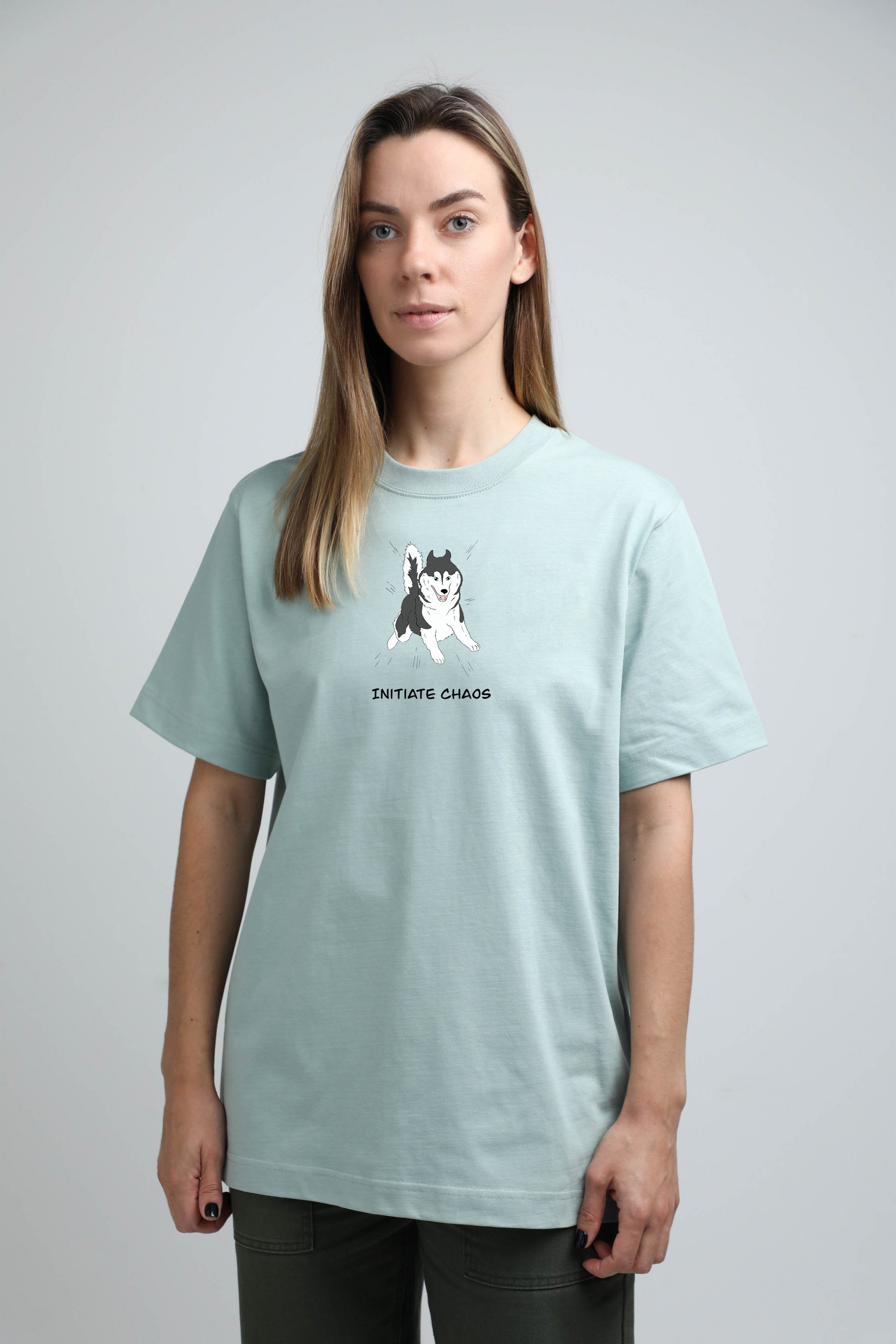 Chaos dog | Heavyweight T-Shirt with dog. Oversized | Unisex | animalistus