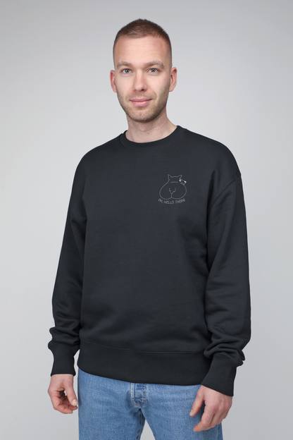 Oh, hello there! | Crew neck sweatshirt with embroidered dog. Oversize fit | Unisex - premium dog goods handmade in Europe by animalistus