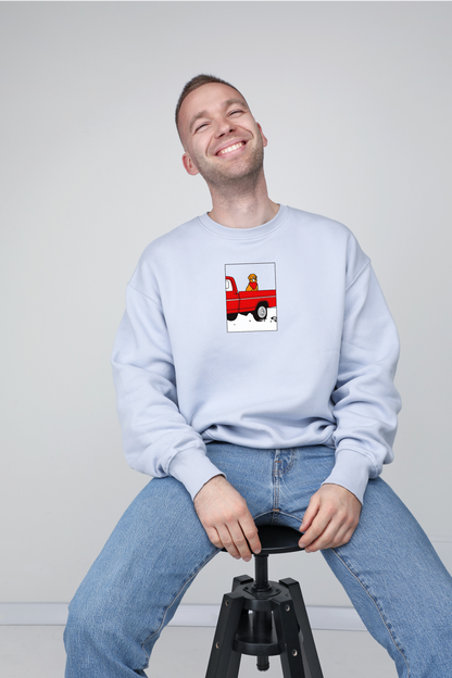 Pickup truck dog | Crew neck sweatshirt with dog. Oversize fit | Unisex - premium dog goods handmade in Europe by animalistus