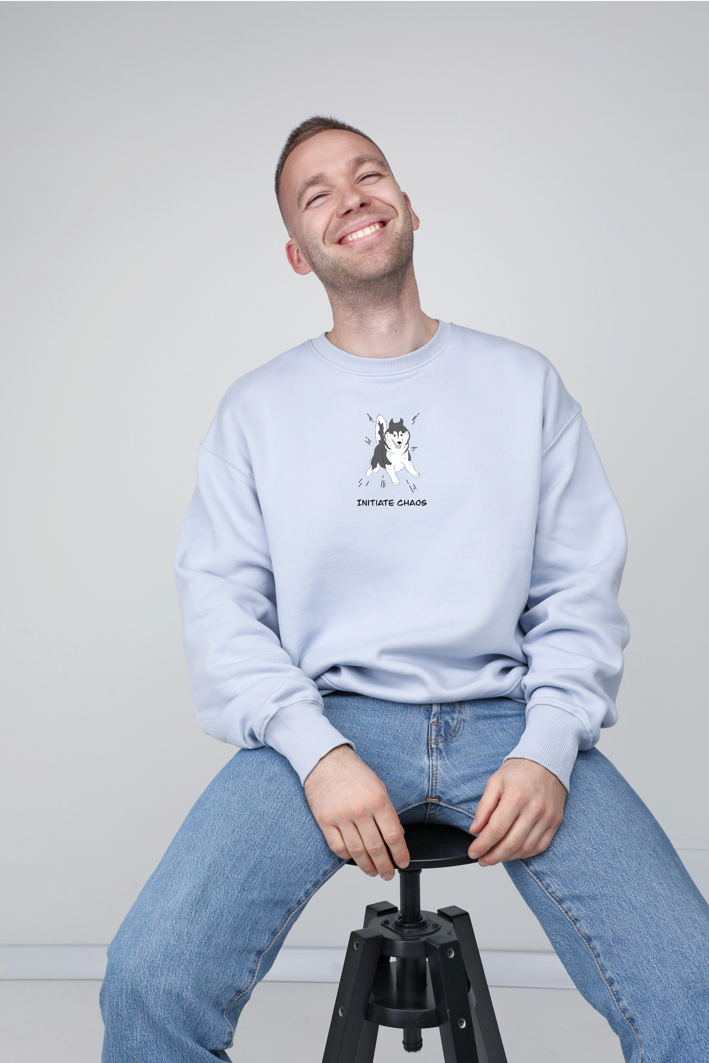 Chaos dog | Crew neck sweatshirt with dog. Oversize fit | Unisex - premium dog goods handmade in Europe by animalistus