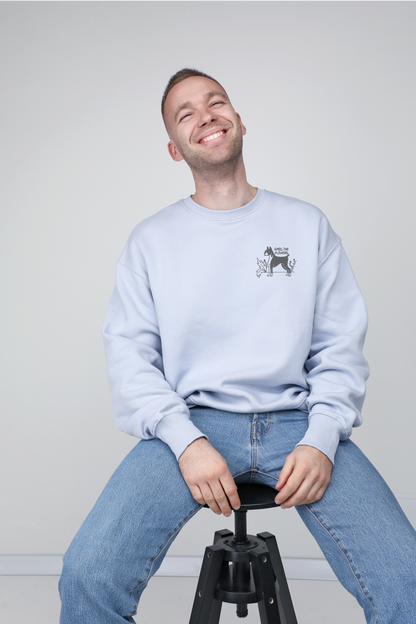 Smell the flowers | Crew neck sweatshirt with embroidered dog. Oversize fit | Unisex - premium dog goods handmade in Europe by animalistus
