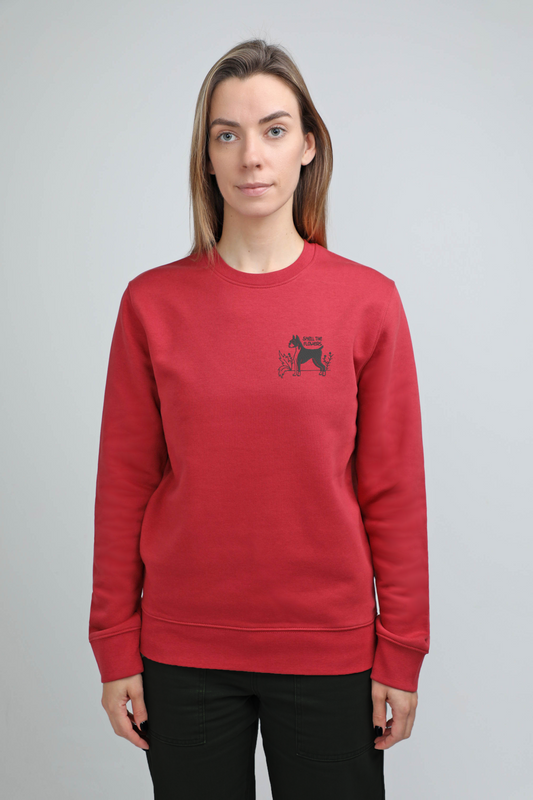 Smell the flowers | Crew neck sweatshirt with embroidered dog. Regular fit | Unisex by My Wild Other