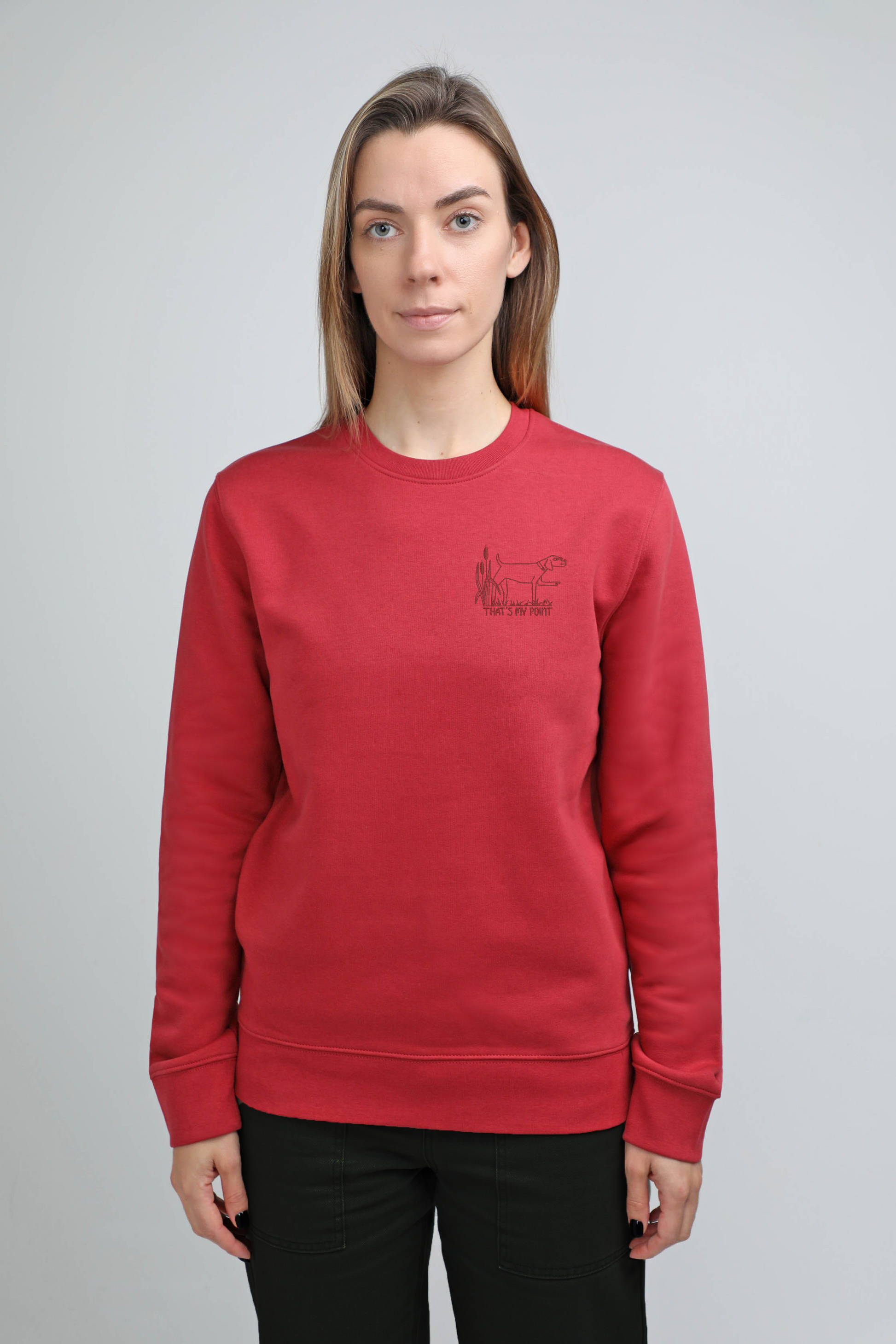 S available only | That's my point | Crew neck sweatshirt with embroidered dog. Regular fit | Unisex by My Wild Other