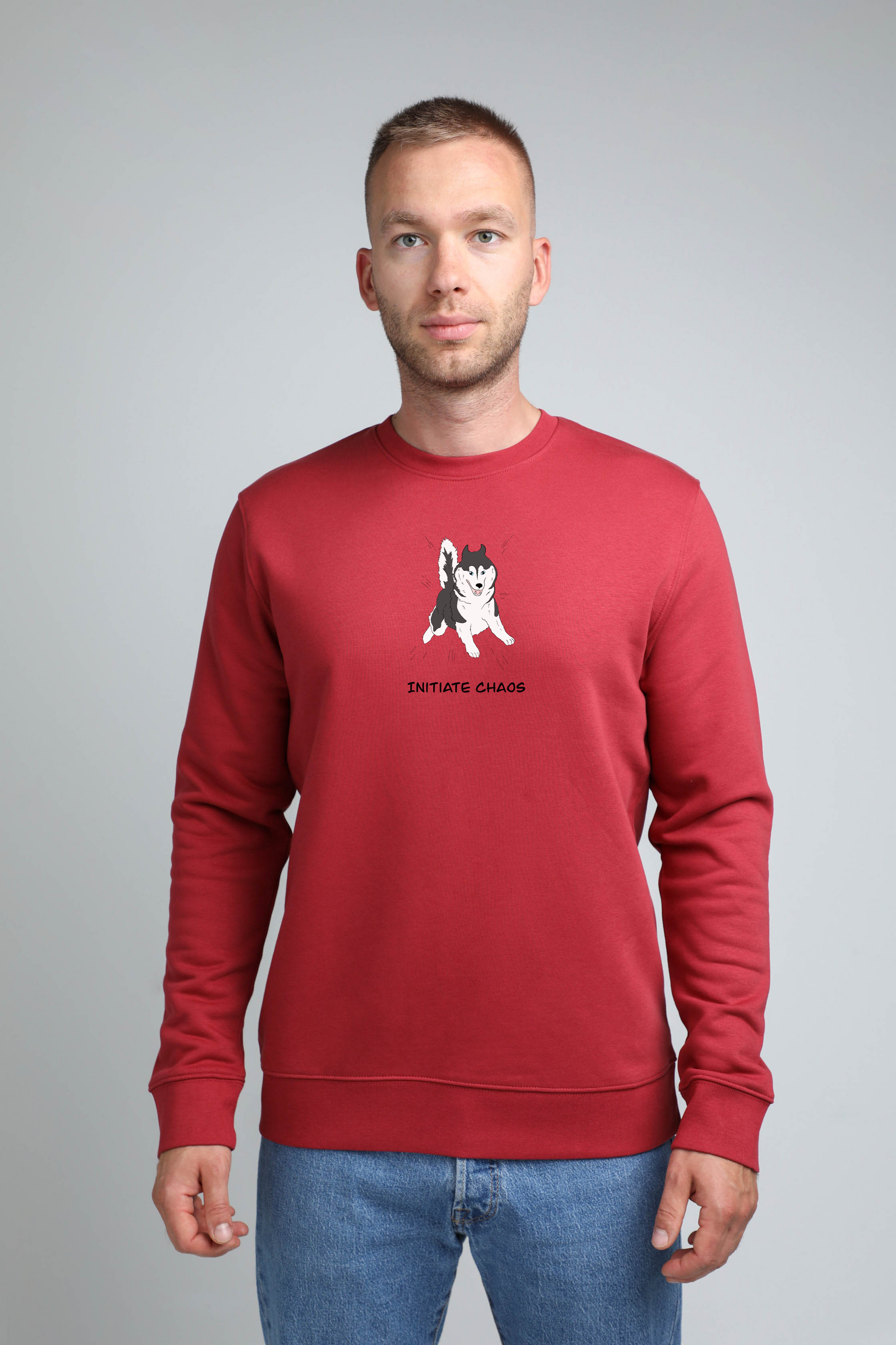 Chaos dog | Crew neck sweatshirt with dog. Regular fit | Unisex by My Wild Other