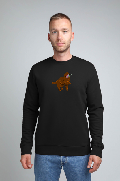 Giant dog with flowers | Crew neck sweatshirt with dog. Regular fit | Unisex - premium dog goods handmade in Europe by animalistus