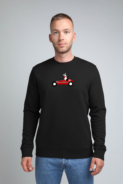 Retro racer dog | Crew neck sweatshirt with dog. Regular fit | Unisex by My Wild Other
