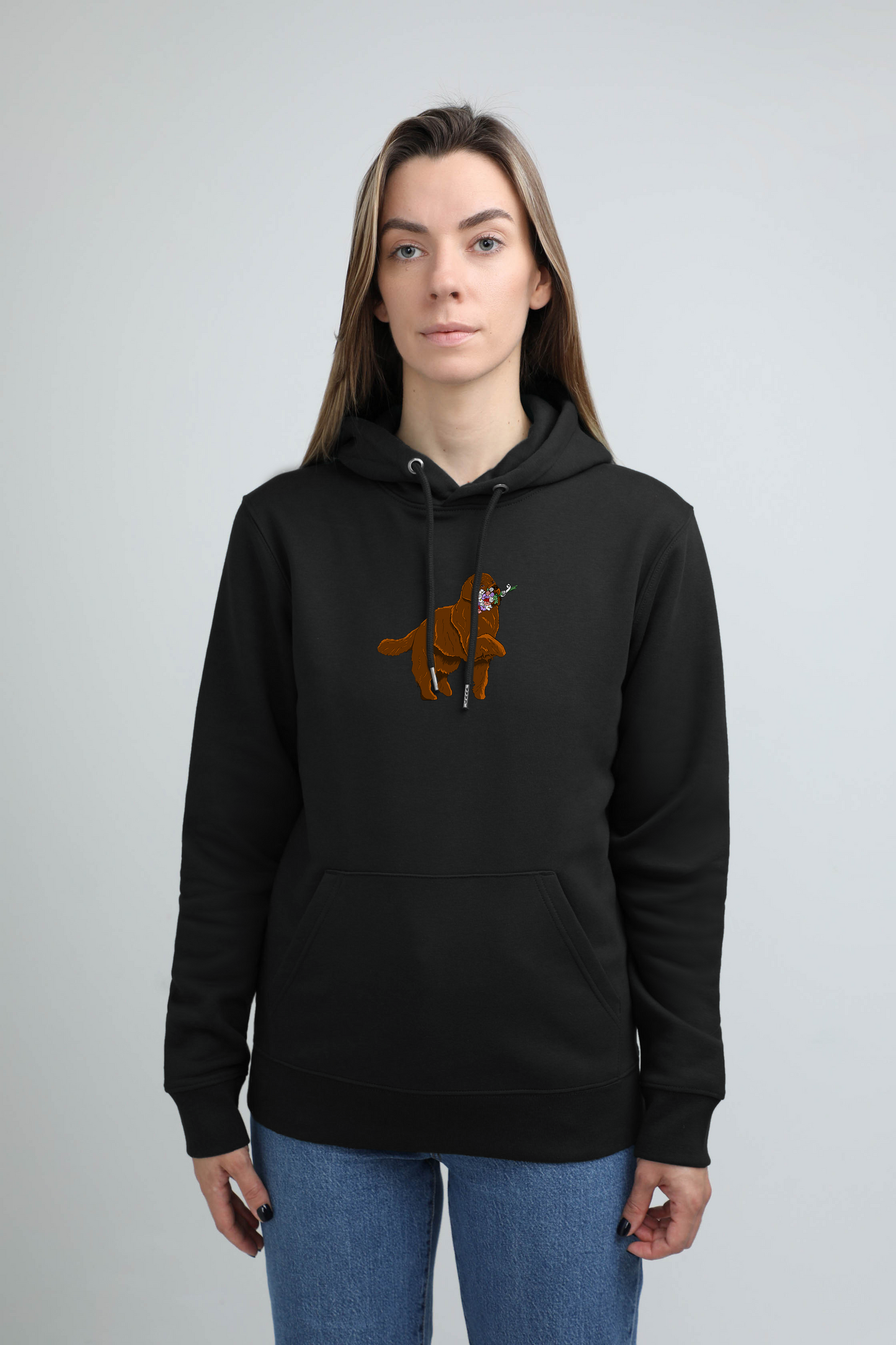 Giant dog with flowers | Hoodie with dog. Regular fit | Unisex - premium dog goods handmade in Europe by animalistus