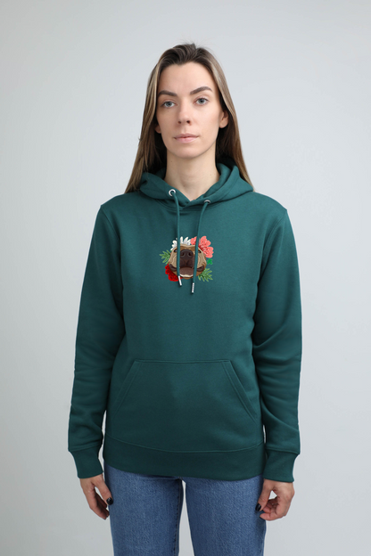 Serious dog with flowers | Hoodie with dog. Regular fit | Unisex by My Wild Other