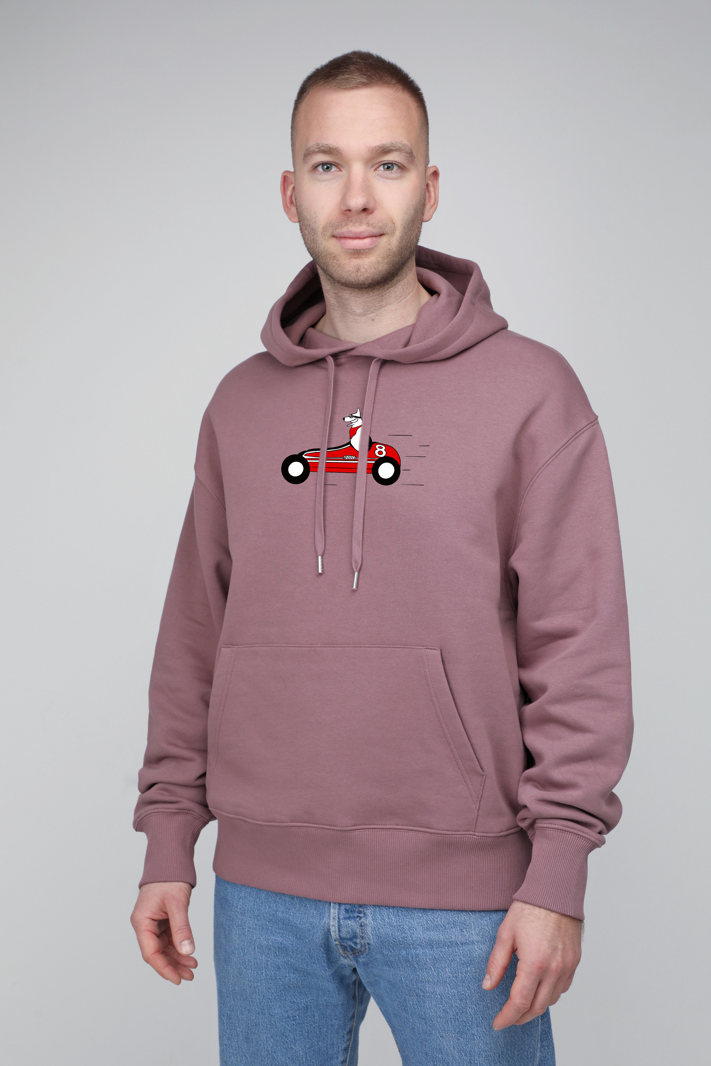 Retro racer dog | Hoodie with dog. Oversize fit | Unisex - premium dog goods handmade in Europe by animalistus