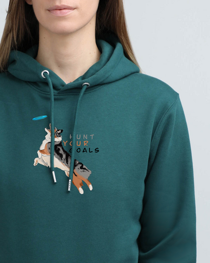 Hunt your goals | Hoodie with dog. Regular fit | Unisex - premium dog goods handmade in Europe by animalistus