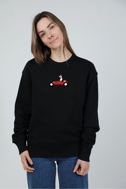 Retro racer dog | Crew neck sweatshirt with dog. Oversize fit | Unisex