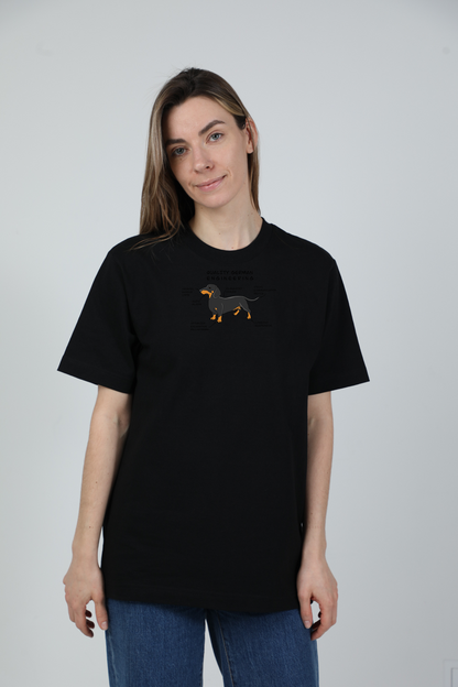 Automotive dog | Storo audinio, oversized marškinėliai su šuniu | Unisex