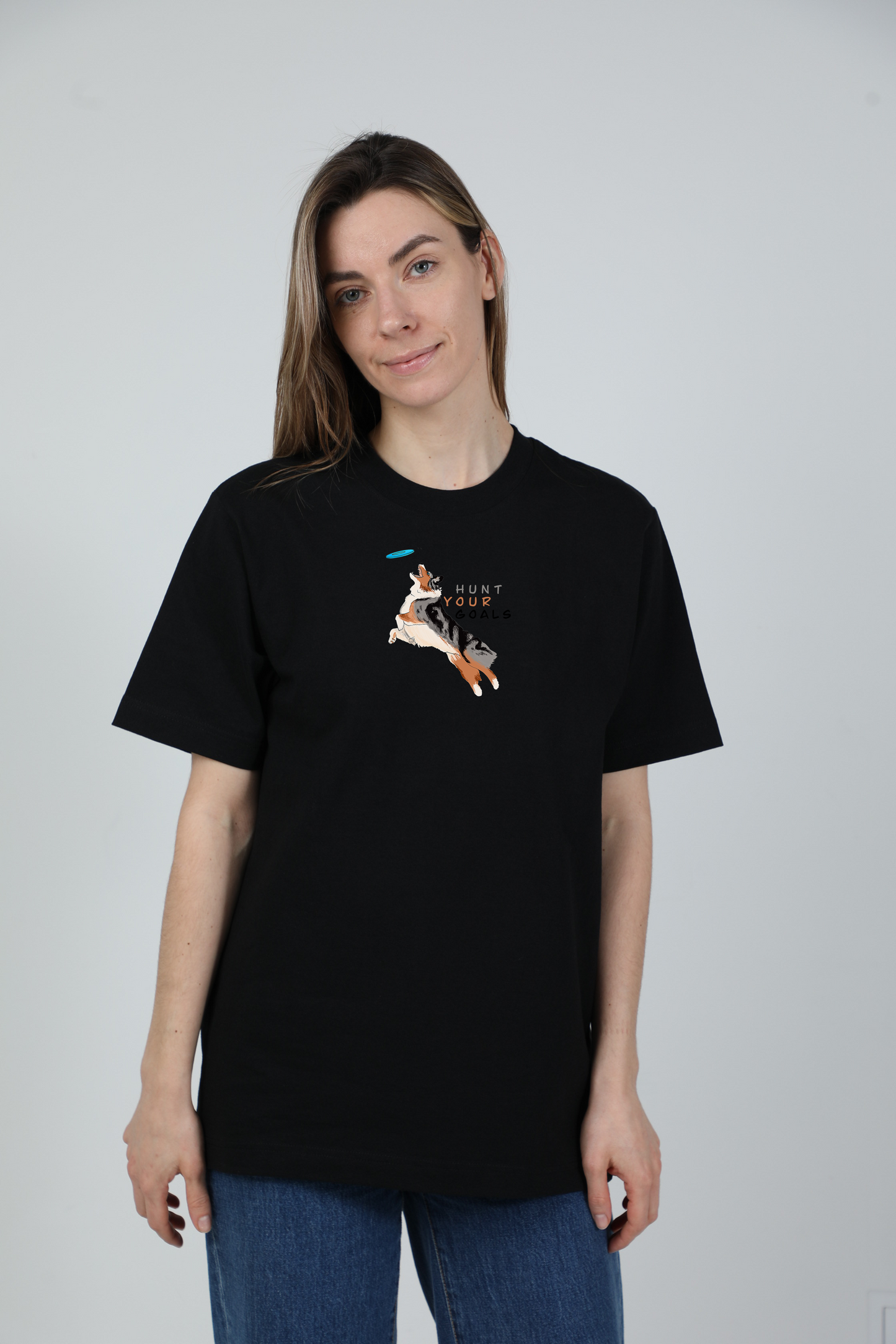 Hunt your goals | Heavyweight T-Shirt with dog. Oversized | Unisex