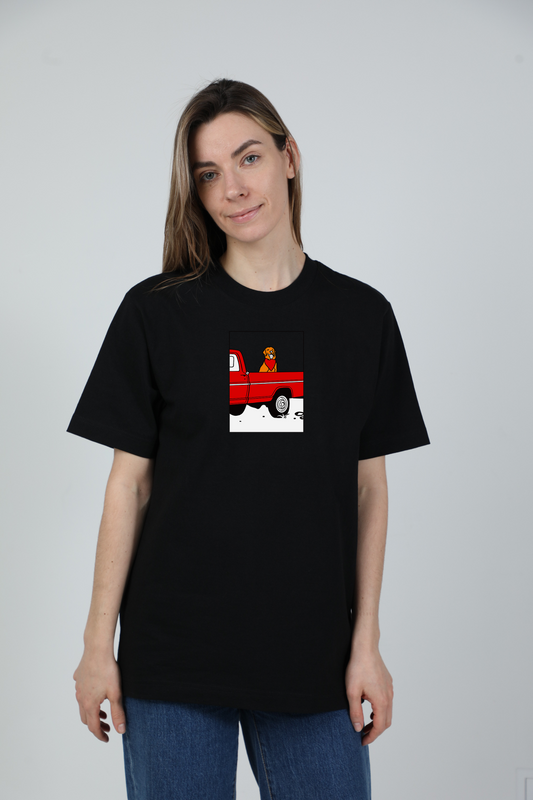 Pickup truck dog | Heavyweight T-Shirt with dog. Oversized | Unisex