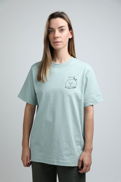 Oh, hello there! | Heavyweight T-Shirt with embroidered dog. Oversized | Unisex | animalistus