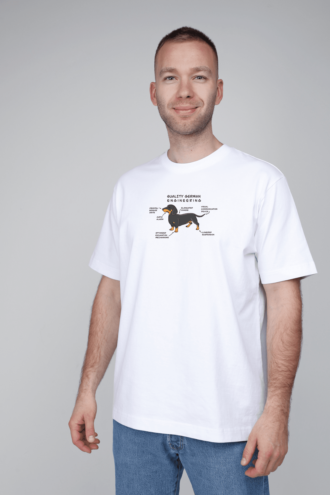 Automotive dog | Heavyweight T-Shirt with dog. Oversized | Unisex - premium dog goods handmade in Europe by animalistus