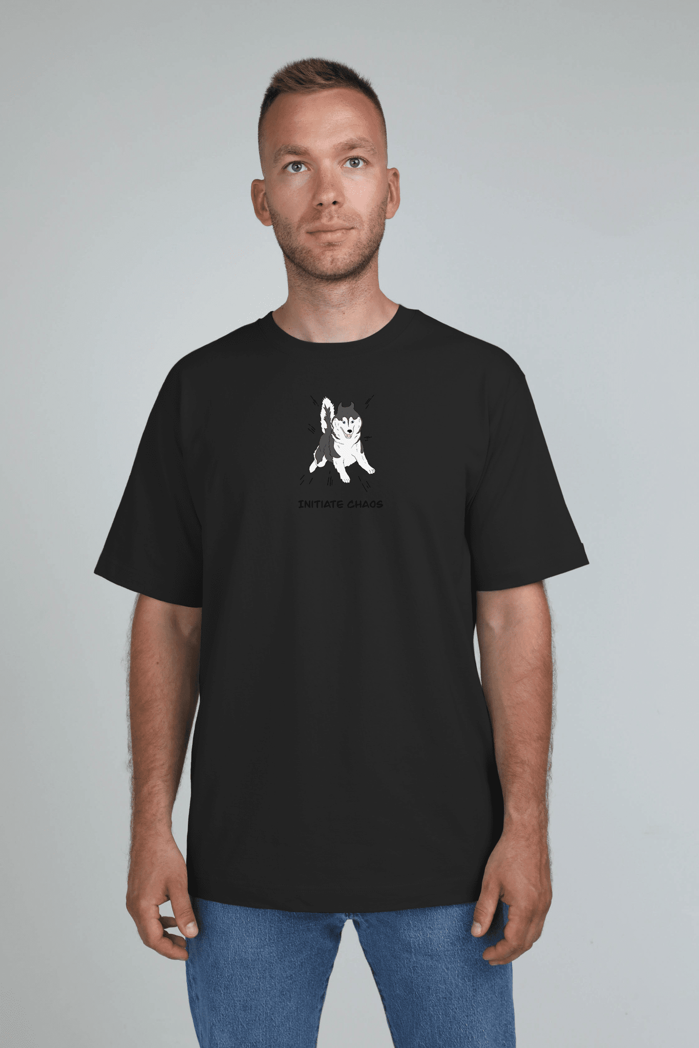 Chaos dog | Heavyweight T-Shirt with dog. Oversized | Unisex - premium dog goods handmade in Europe by animalistus