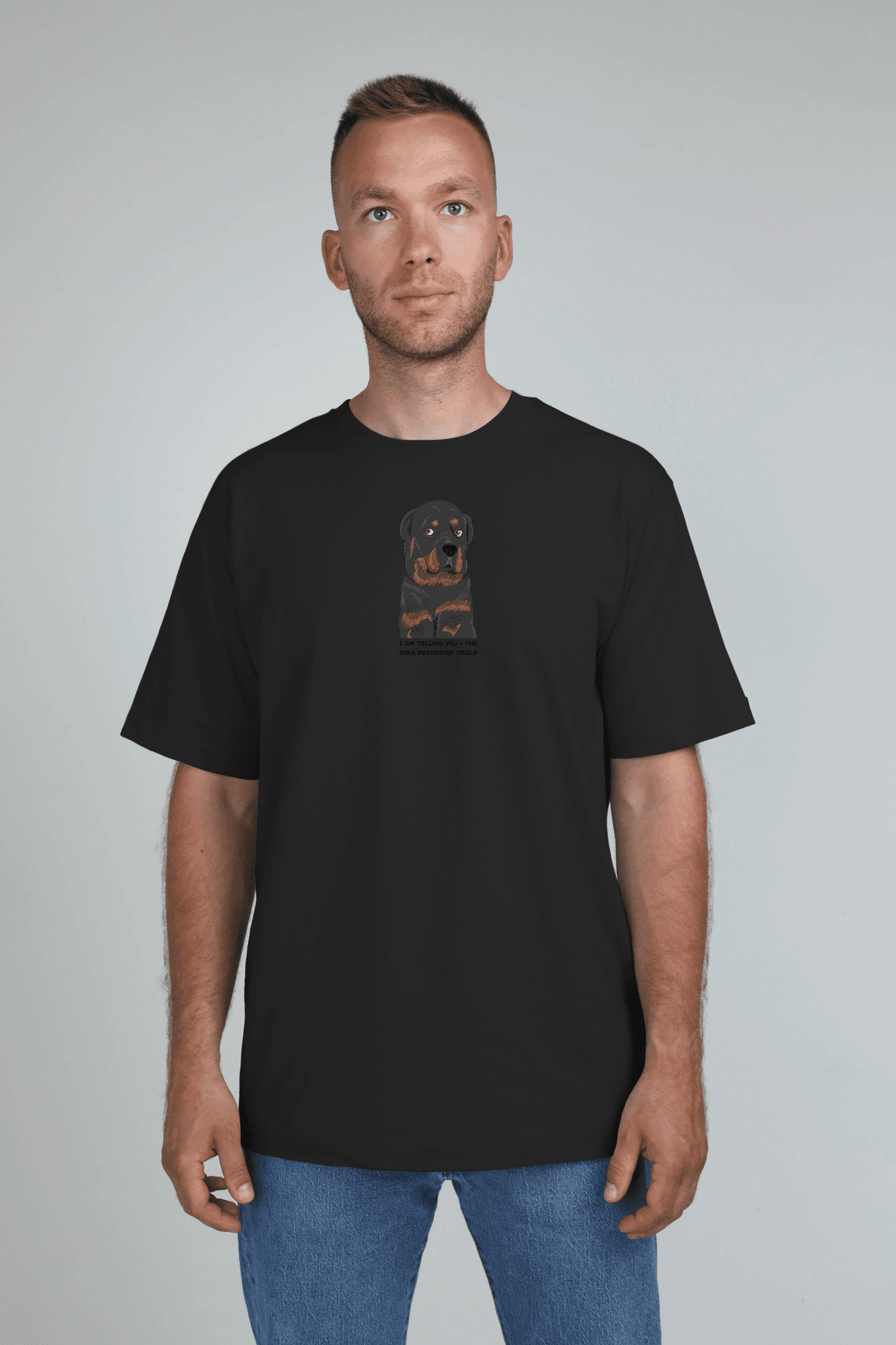 Sofa destroyer dog | Heavyweight T-Shirt with dog. Oversized | Unisex | animalistus