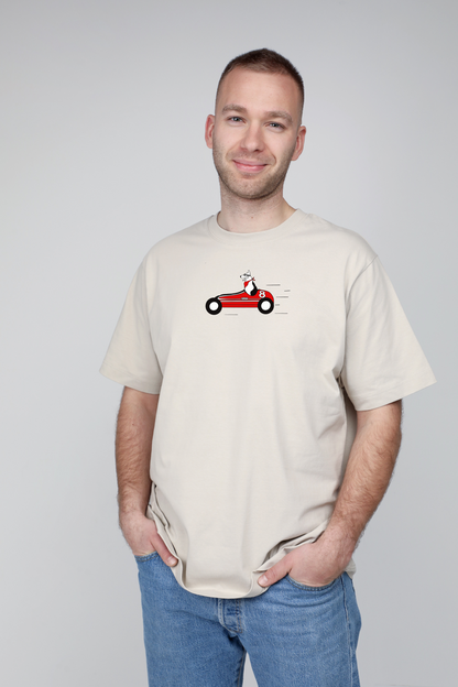 Retro racer dog | Heavyweight T-Shirt with dog. Oversized | Unisex by My Wild Other