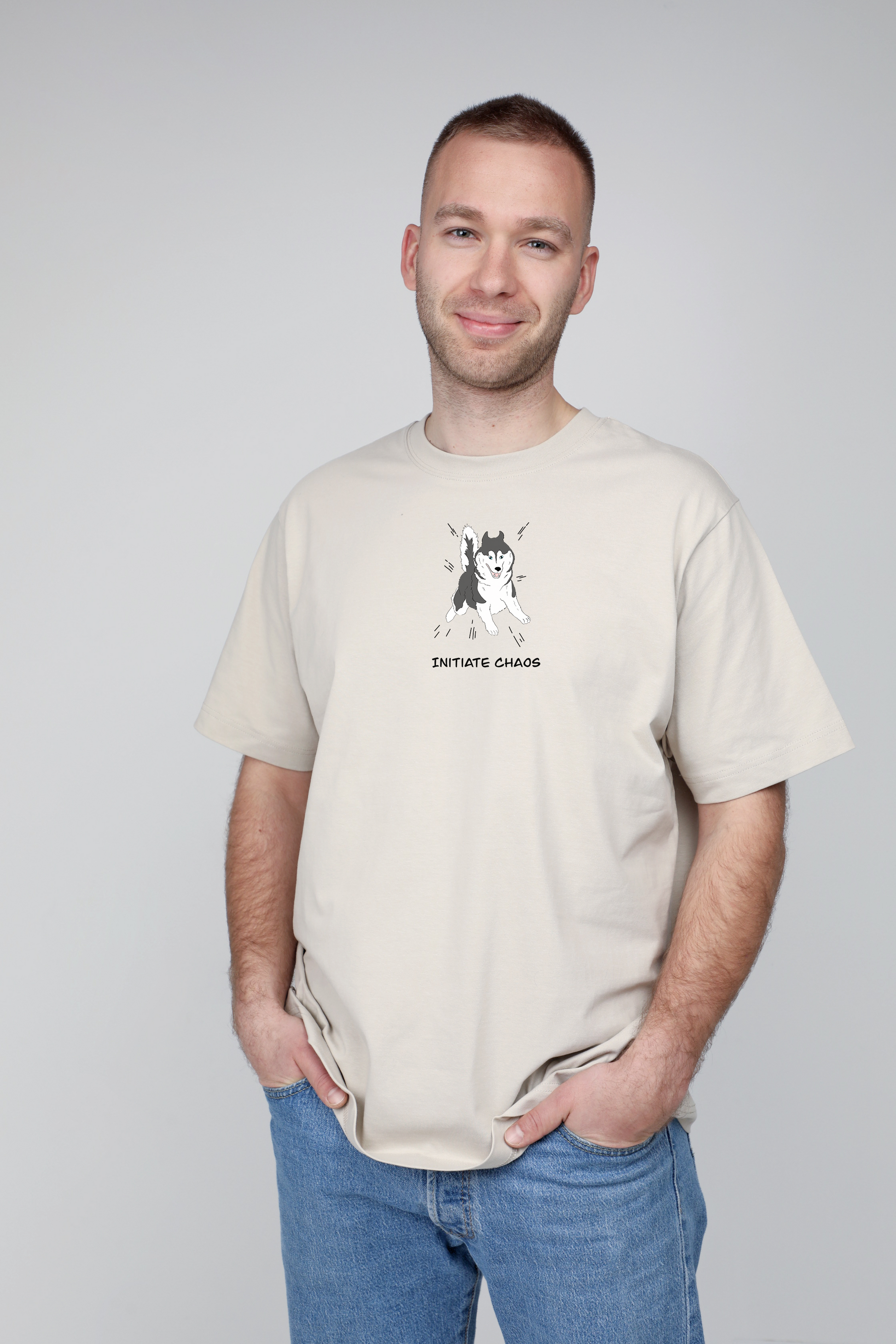 Chaos dog | Heavyweight T-Shirt with dog. Oversized | Unisex - premium dog goods handmade in Europe by animalistus