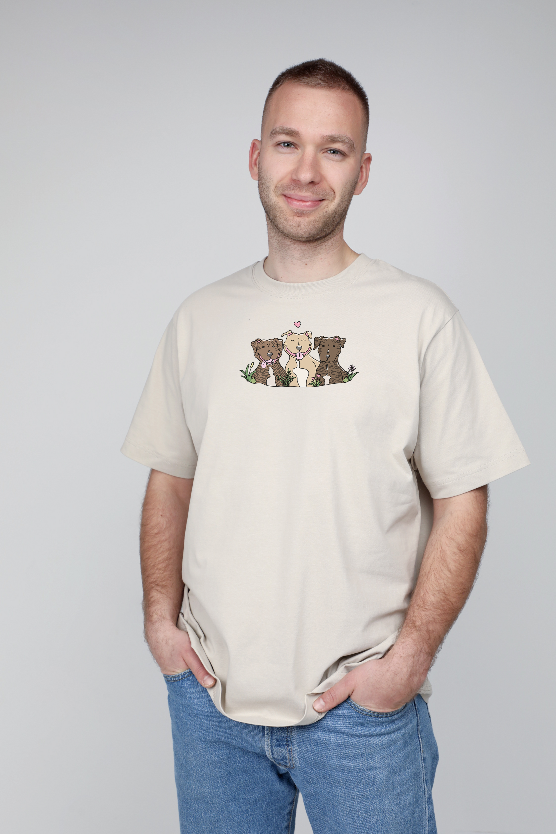Šuniukų fėja x animalistus | Heavyweight T-Shirt with dogs. Oversized | Unisex by My Wild Other