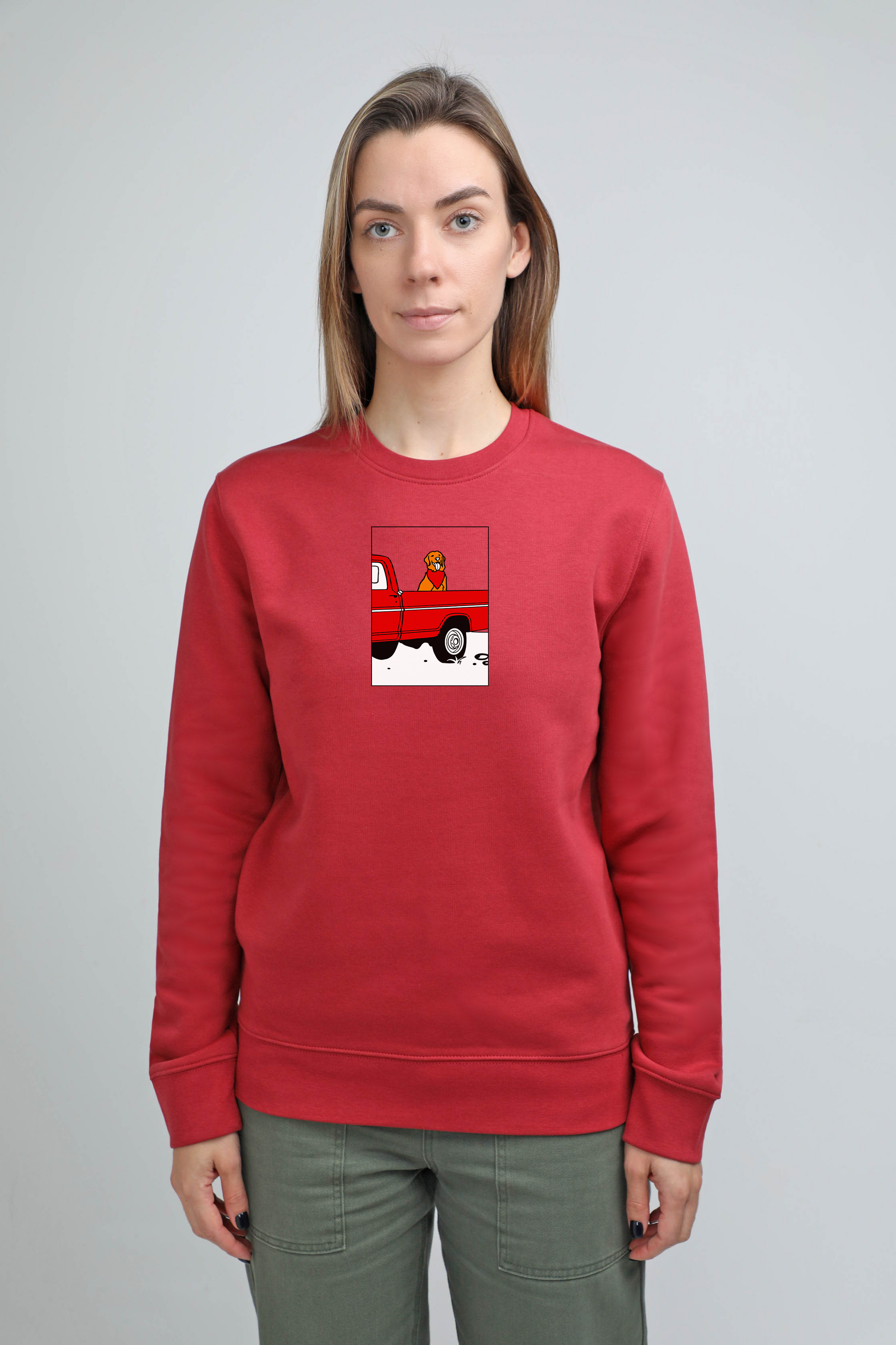 Pickup truck dog | Crew neck sweatshirt with dog. Regular fit | Unisex - premium dog goods handmade in Europe by animalistus