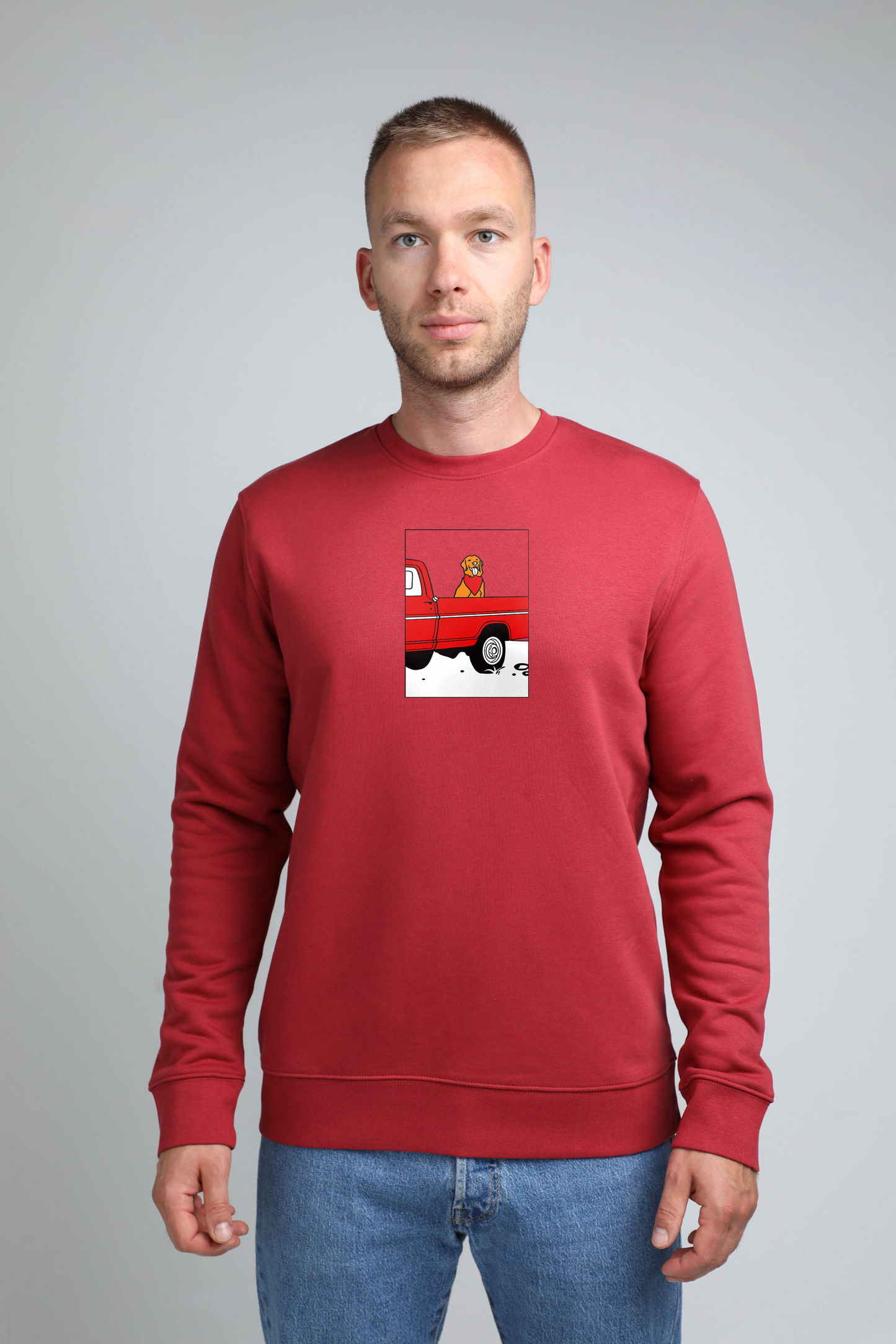 Pickup truck dog | Crew neck sweatshirt with dog. Regular fit | Unisex - premium dog goods handmade in Europe by animalistus