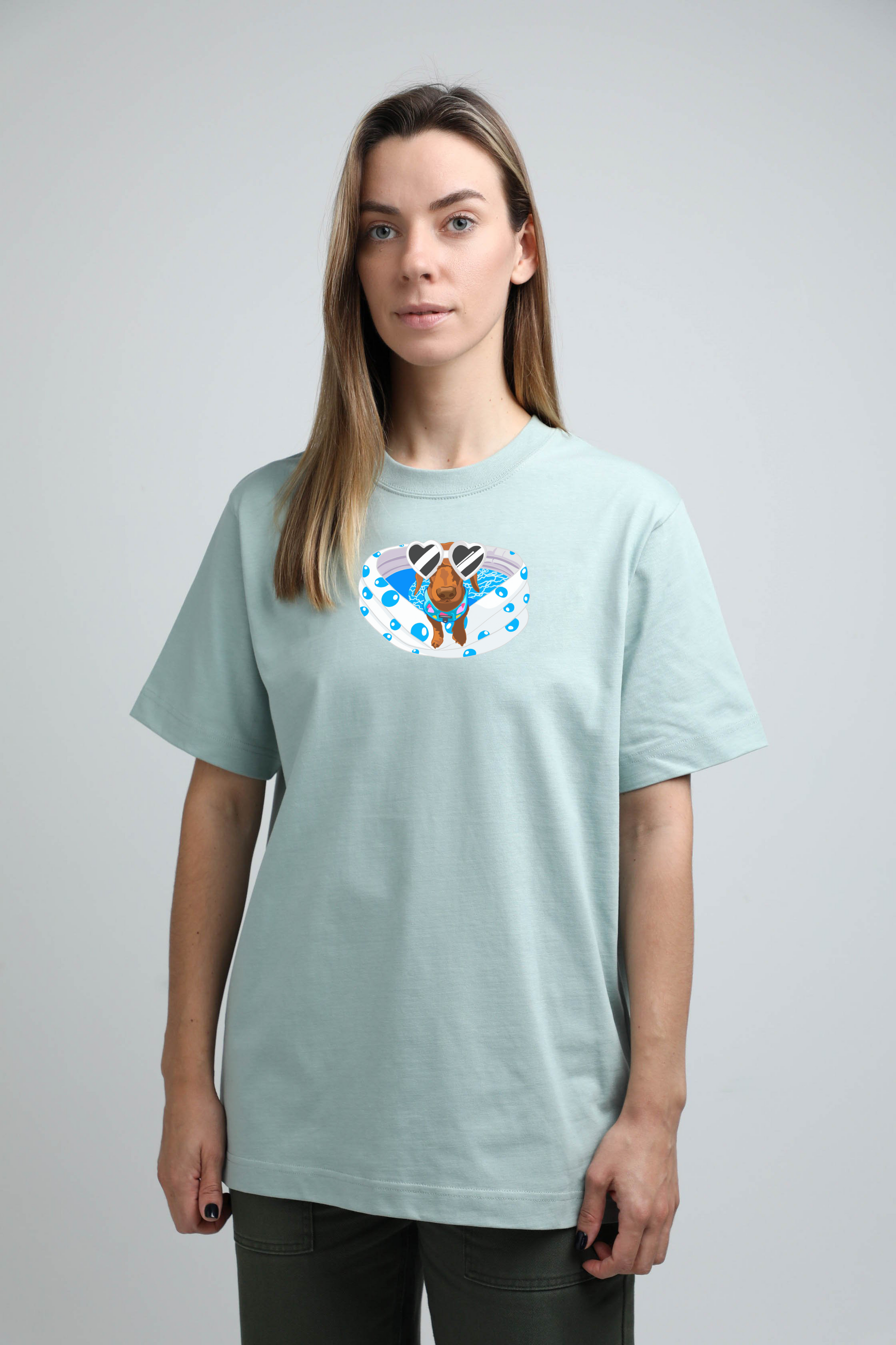 Poolparty dog | Heavyweight T-Shirt with dog. Oversized | Unisex by My Wild Other