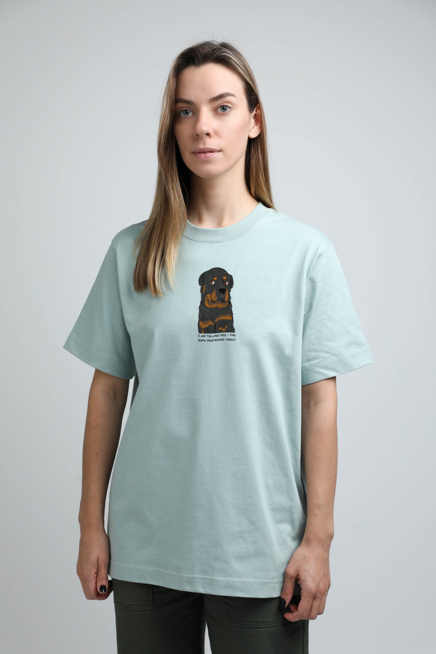 Sofa destroyer dog | Heavyweight T-Shirt with dog. Oversized | Unisex | animalistus