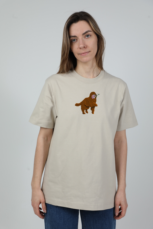 Giant dog with flowers | Heavyweight T-Shirt with dog. Oversized | Unisex